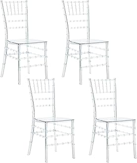 Clear Acrylic Chiavari Chairs, Modern Dining Chairs Set of 4, Accent Event Ghost Chairs for Wedding Party Event Reception