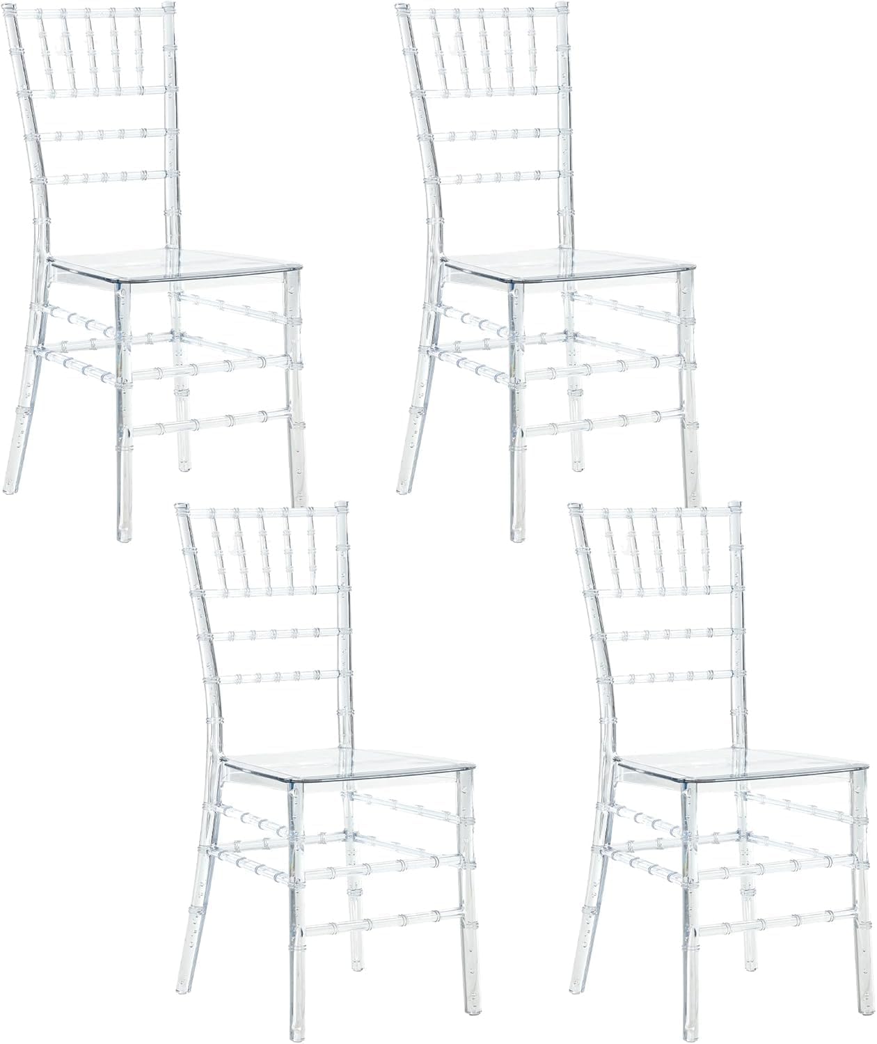 Clear Acrylic Chiavari Chairs, Modern Dining Chairs Set of 4, Accent Event Ghost Chairs for Wedding Party Event Reception