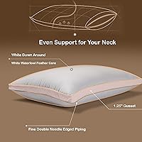 Vista 5 de Fabricado en Canadá Highland Feather Down Touch Pillow White Down Pillow 260TC 550 Loft Diseño único para apoyo adicional Superior para dormir