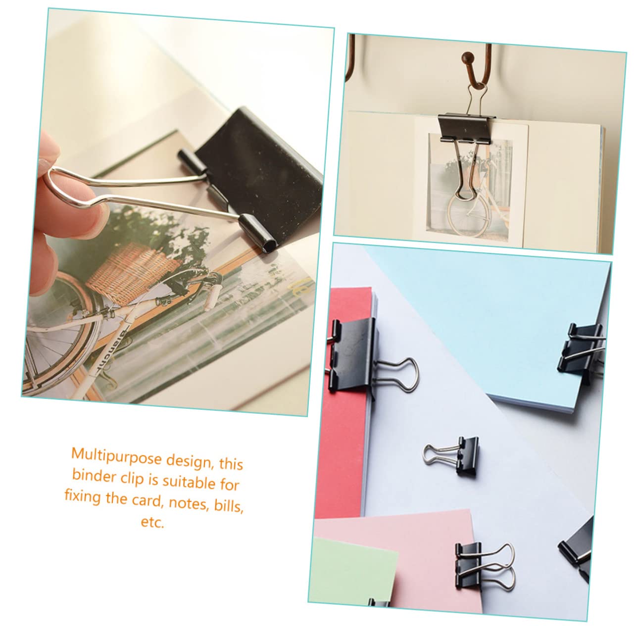 36 Pezzi Binder Clamps Grandi in Ferro Neri per Carte e Note | Rimozione Facile, Design Multifunzione, Festa Scuola Decor, Scuola Cancelleria per Insegnanti e Ufficio