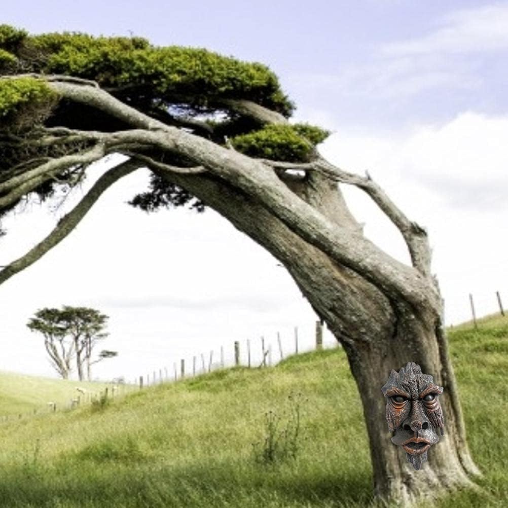 Tree face, Wood Spirit Tree Sculpture Decoration Yard Art for Home Outdoor Patio Garden