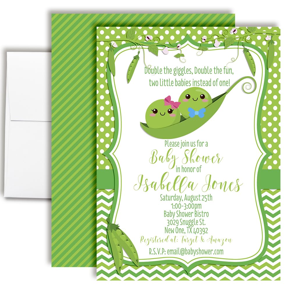 Amanda Creation Custom Baby Shower Invites Pea Pod Baby Shower Invitation 20 5x7 Custom Personalized Invites With Envelopes