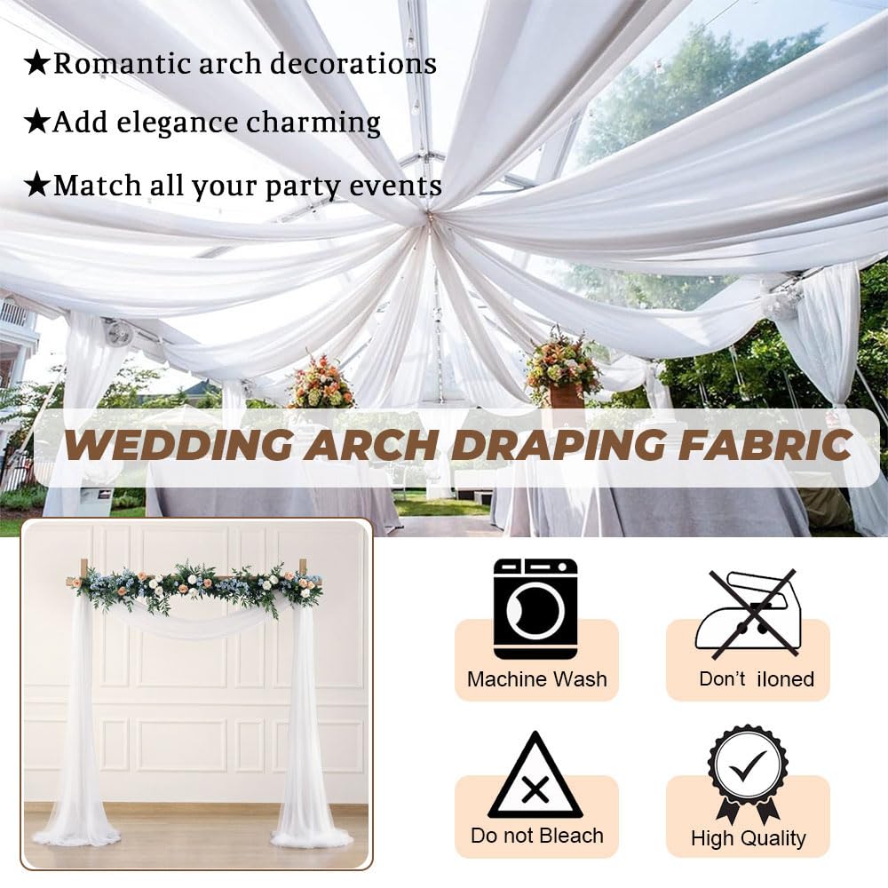 Mateju 4 Stück Chiffon Hochzeit Vorhang Hochzeitsbogen, Rosa/Rot Chiffon Tüll Stoff Querbehang Deko Gardinen Hintergrund für Dekoration Torbogen Zeremonie (Rosé 20,75x600cm)