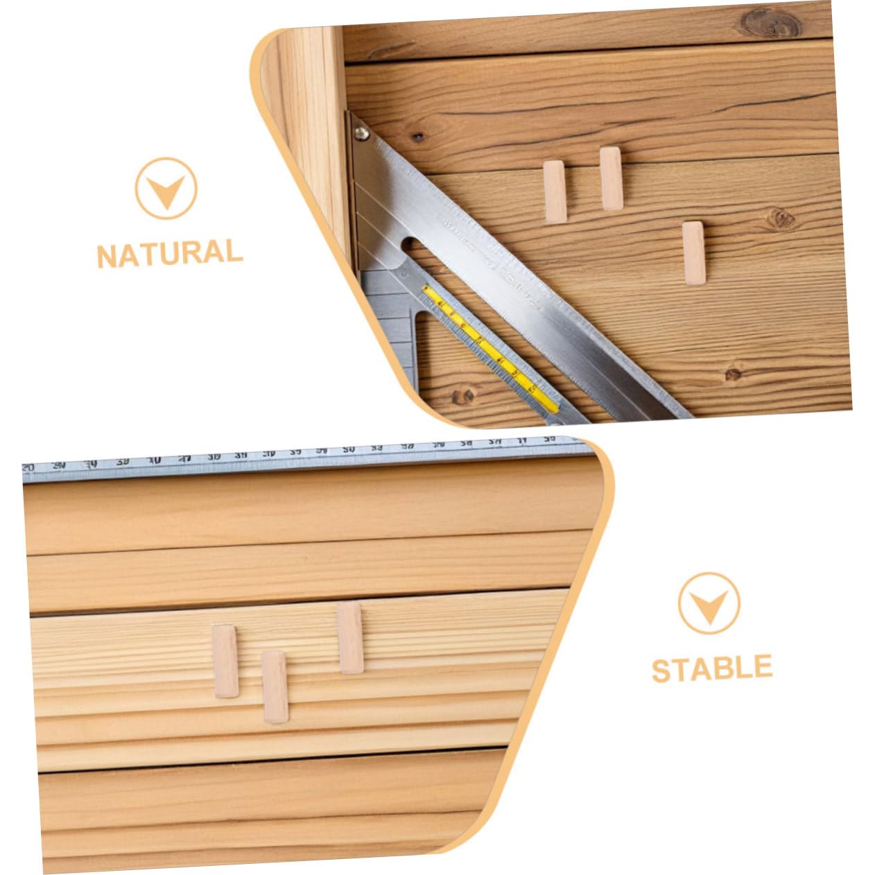PRETYZOOM 1200 Stck. Holz Dübel für Handwerk mit Gerillter Antirutsch Oberfläche Naturbelassen Robuste Steckverbindungen für Möbelbau DIY Holzprojekte und Reparaturen