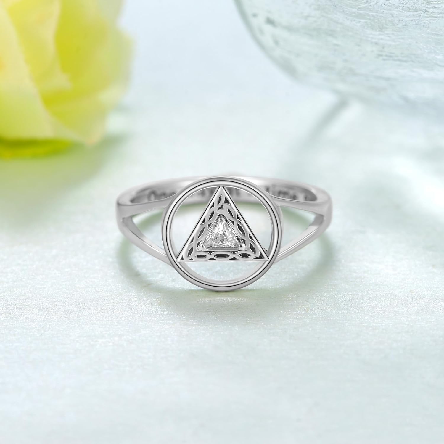 AA Sobriety Gifts 925 Sterling Silver AA Alcoholics Anonymous Ring Celtic Stay Sober Recovery Rings Alcoholics Anonymous Gifts for Women Her - Image 2