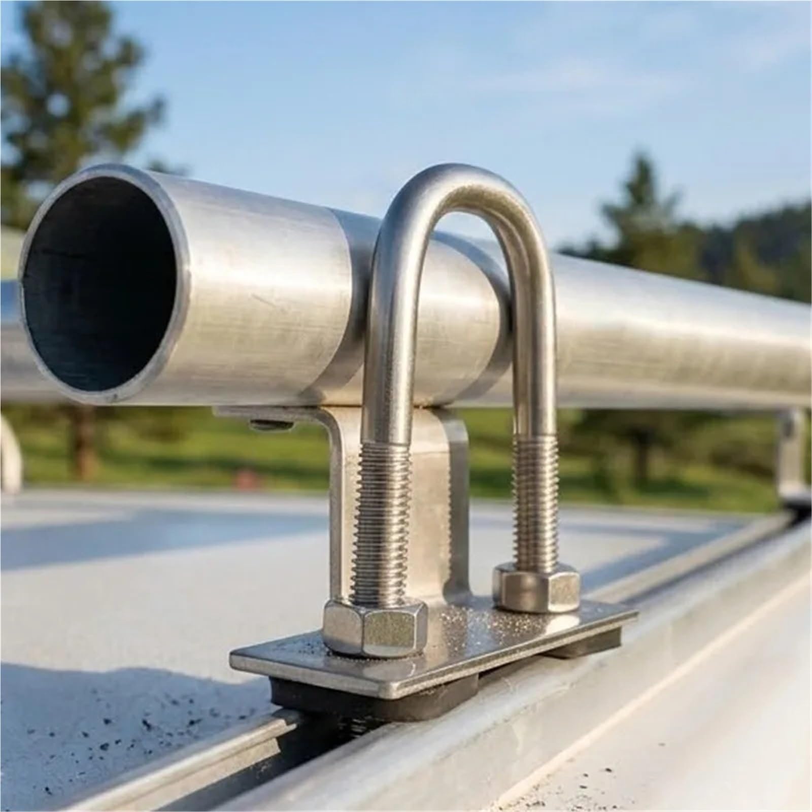 U Bügel Edelstahl-Vierkant-U-Bolzensatz, rechtwinklige Muttern, Plattenleitbleche, Zaungestell, Halterung, Hardware-Befestigungselemente(M10,5set)