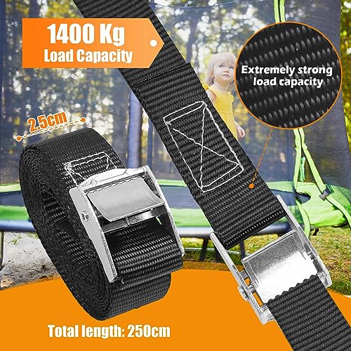 MaxEarn Heavy Duty Trampoline Ground Anchor Pegs Tie Down Kit, Steel Spiral Ground Anchors with 4 Straps - Image 4