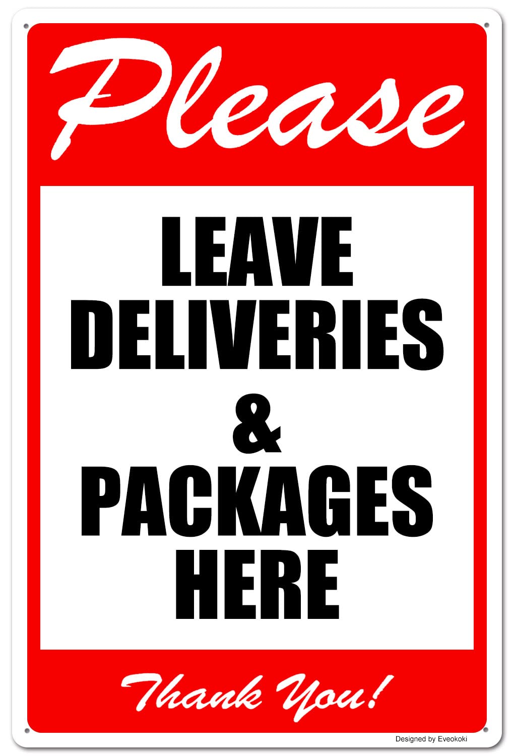 2 Pack Please Leave Deliveries and Packages Here Thank You Signs, 8x 12 Inches Please Delivery Sign Aluminum Metal Sign