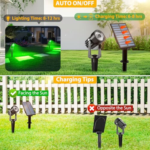 Luces solar exterior automáticas T-SUNUS verde para iluminar el patio sin cables 3