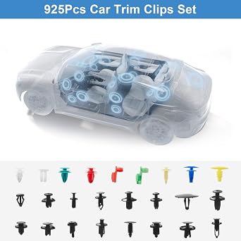 925Pcs Universal Car Trim Clips & Fasteners Kit with 5 Removal Tools 26 Sizes Auto Retainer Clips for Door Panel Fender Splash Shield Durable Nylon Plastic Rivets Set with Storage Case