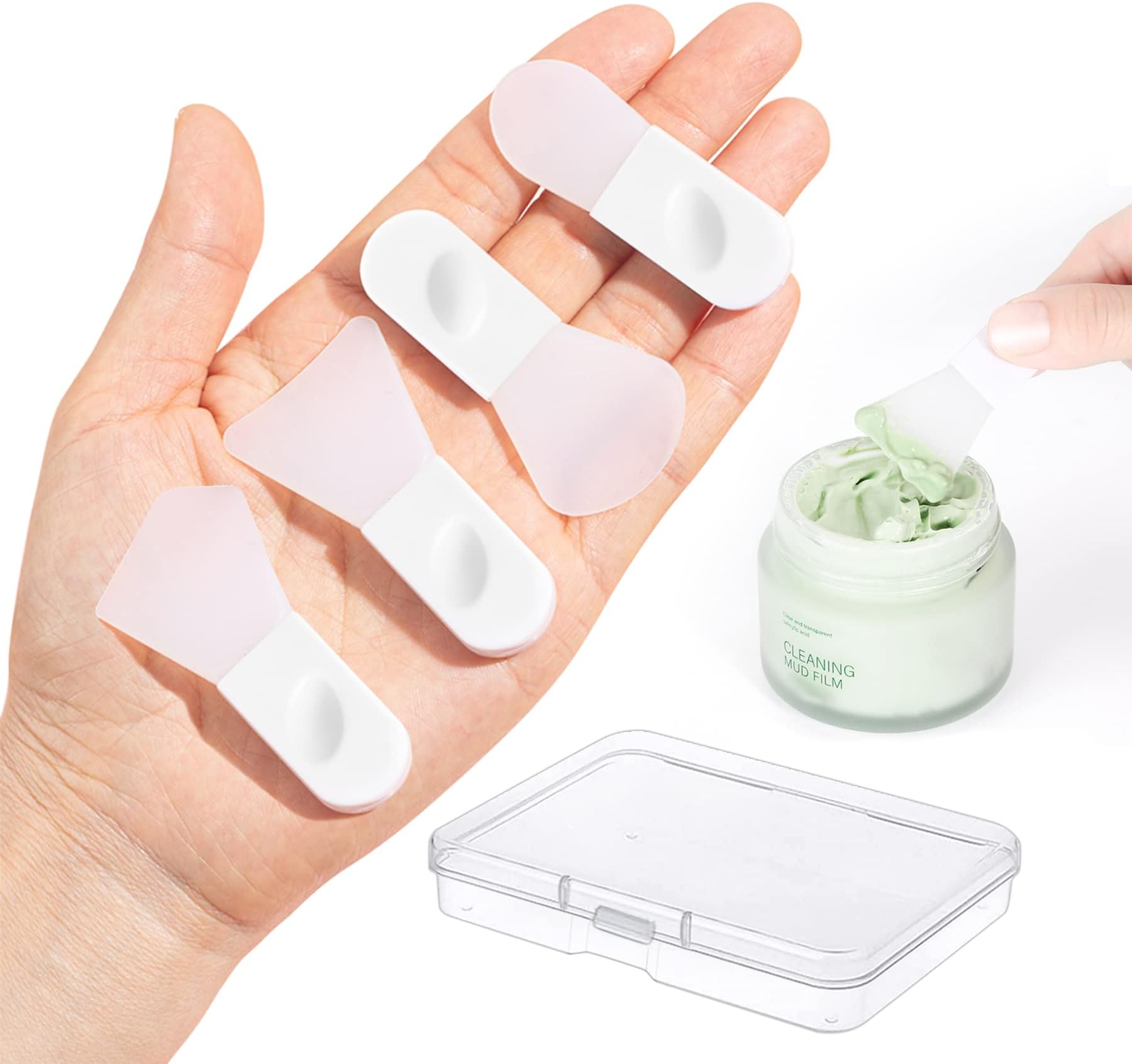 4PCS Face Mask Applicator Brushes, Philbinden Soft Silicone Face Mask Brush Portable Makeup Spatula for Cosmetic Mask, Mud, Clay Mask, Eye Mask, Body Lotion