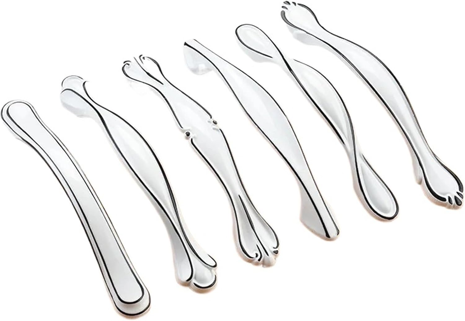 Black White Cabinet Handles Solid Aluminum Alloy Kitchen Cupboard Pulls Drawer Furniture Handle Hardware 2Pcs(96MM)