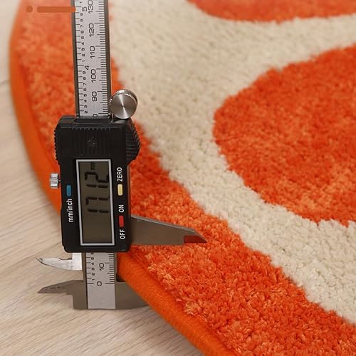 Miniatura 4 de Tapete de baño de microfibra de medio círculo, tapete pequeño y absorbente, antideslizante, suave, para baño y bañera (color naranja, 32 x 20