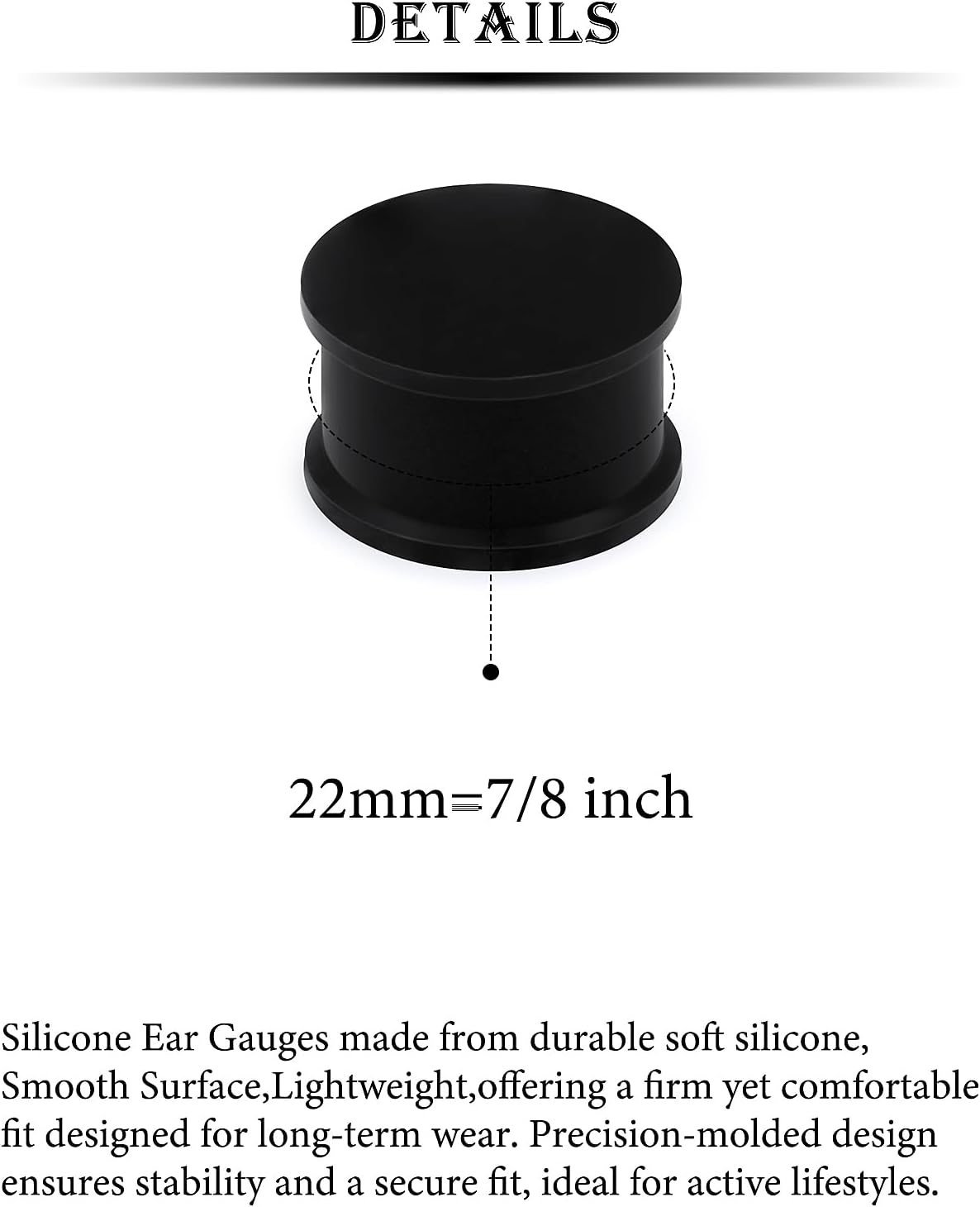 8G-25mm Solid Soft Silicone Gauges Tunnels Plugs for Ears Double Flared Saddle Gauges Flesh Stretchers Expander Hide Ear Tunnels Plugs Retainer for Women Men Black White Flesh Skin
