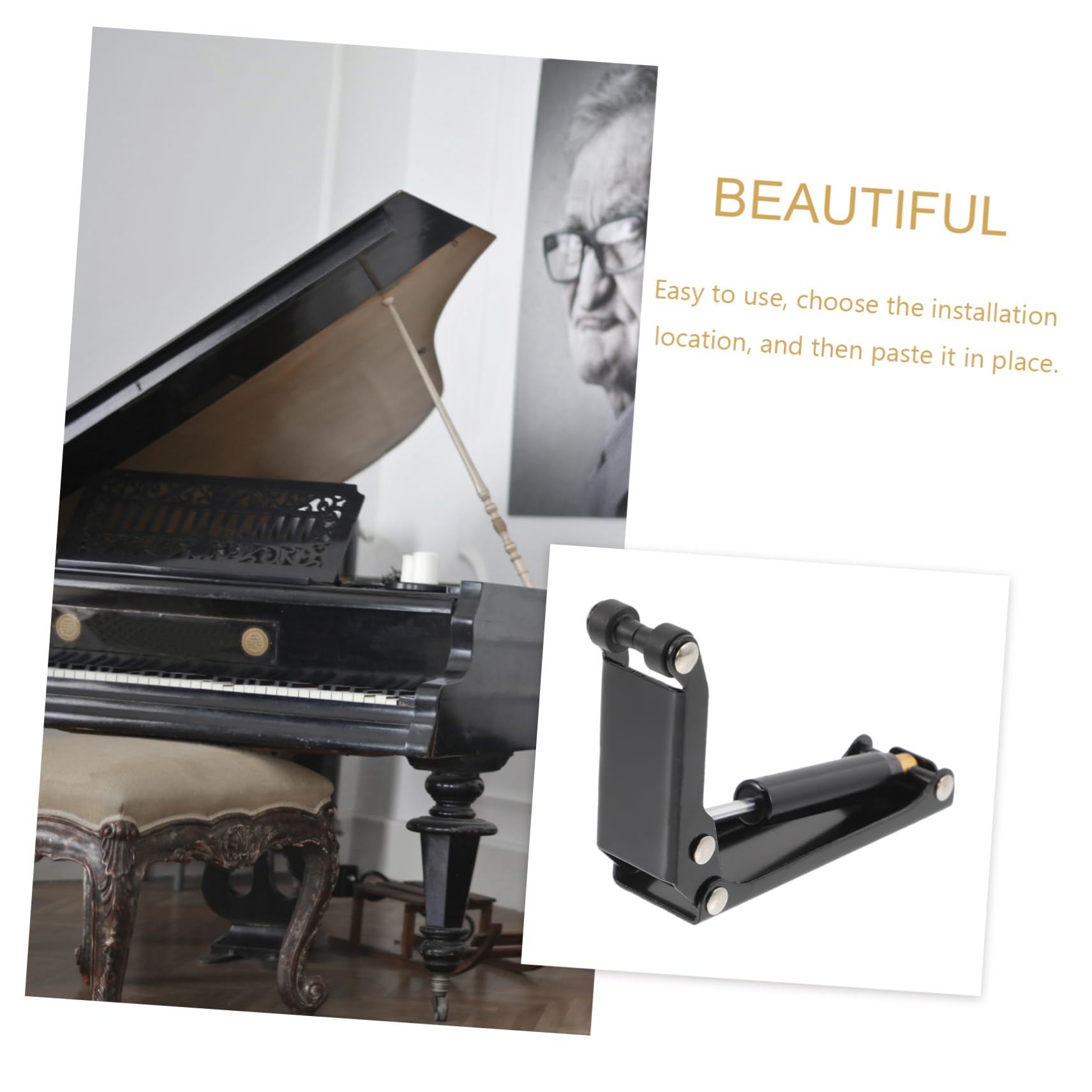 UKCOCO Dispositivo di Rallentamento in Metallo e Gomma ABS Nero per Prevenire Infortuni e Prolungare la Durata per Copertura Tastiera Pianoforte del Copri Pianoforte