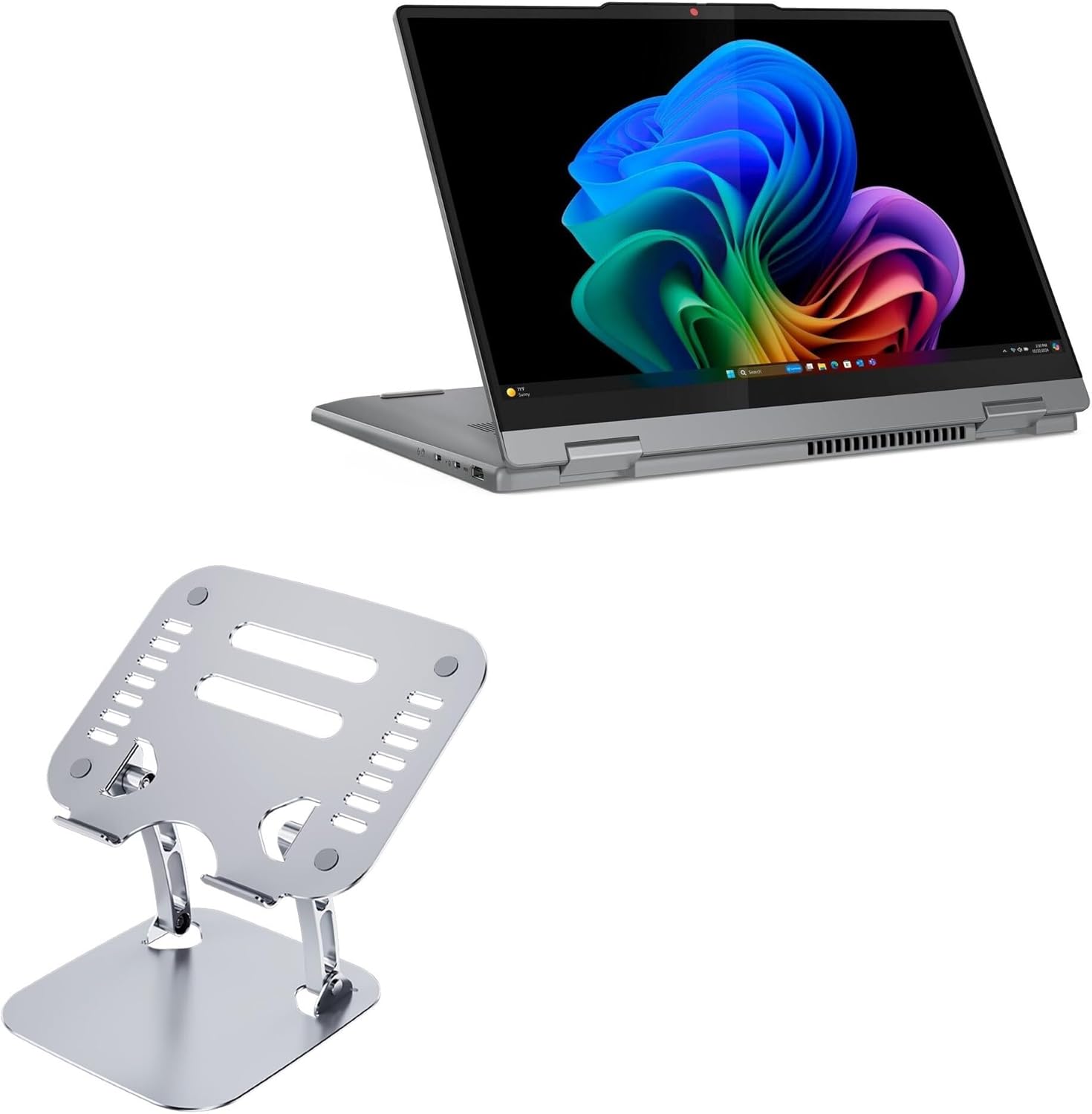 BoxWave Stand and Mount Compatible with Lenovo IdeaPad 5X - Executive VersaView Laptop Stand, Ergonomic Adjustable Viewing Angle Metallic Riser - Metallic Silver