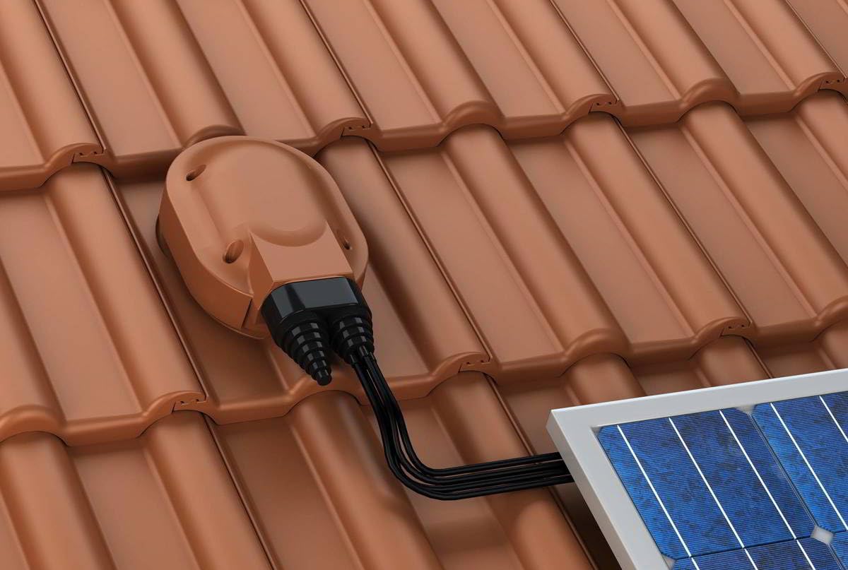 Wasserdichter Solar- und Photovoltaik-Dachdurchgang für Braas Frankfurter Dachziegel, Flexibles Kabelmanagement, UV-beständig, Einfache Montage, Kompatibel mit Keramikziegeln (Anthrazit)