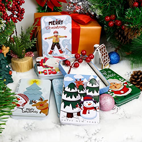 MGparty 12 PCS Christmas Gift Card Tin Boxes For Christmas Greeting Cards, Christmas Metal Tin Small Gift Boxes With Lids For Xmas Stocking Stuffers Party Favors,Christmas Holiday Gift Box Set - Thumbnail 7