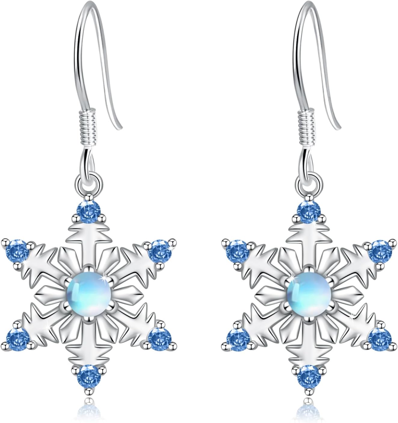 925 Sterling Silver Christmas Earrings Studs Snowflake Jewelry Christmas Gifts for Women Teens