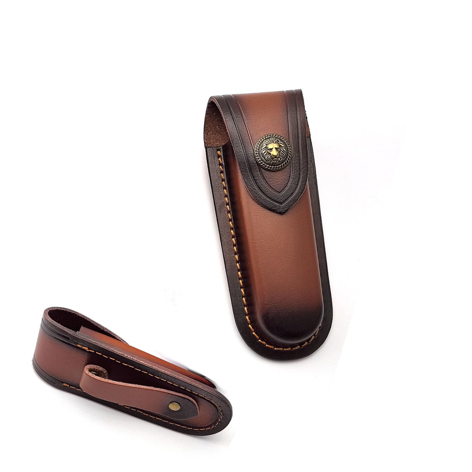 Fodero in Pelle per Pieghevole 13 cm, Custodia per Coltello Retrò Marrone Fodero in Pelle Fatto a Mano per Coltelli Borsa per Caccia Campeggio Allaperto