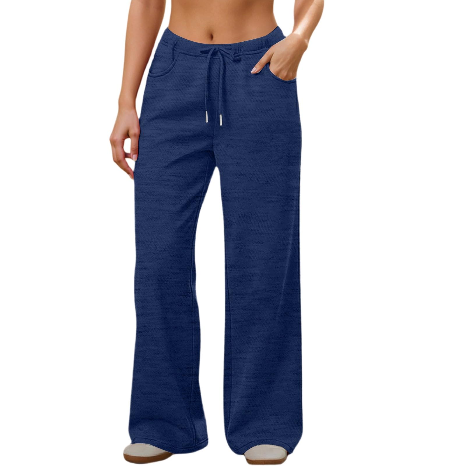 Pantaloni Sportivi Donna Pantaloni Tuta a Vita Alta Comodi Pantalone a Gamba Larga Larghi e Leggeri Pantalone Sportivi con Tasche Dritti Pant Lunghi Tinta Unita Pants Baggy per Yoga e Fitness