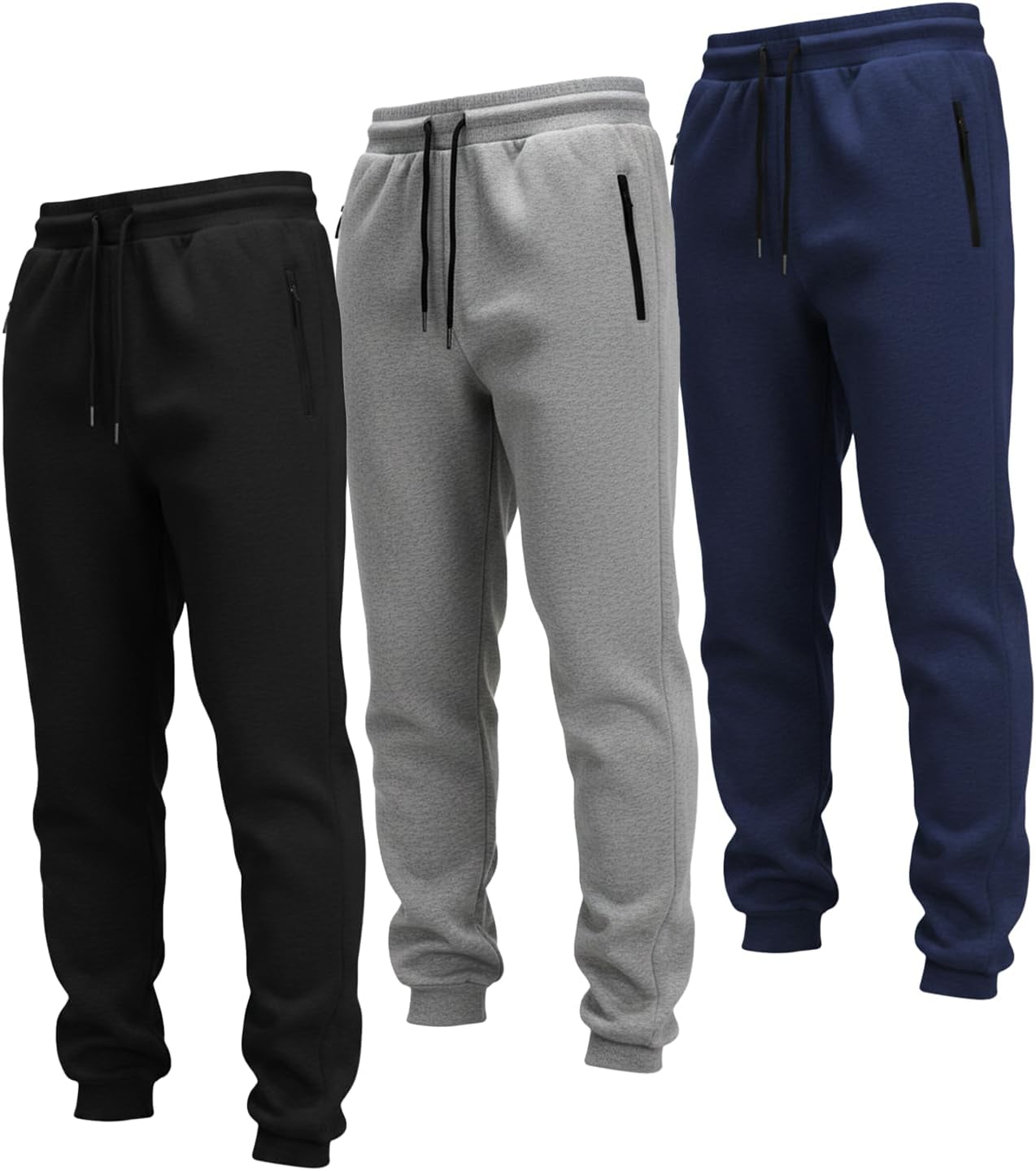 PB Mens Sweatpants 3-Pk – Fleece Joggers for Men with Cargo Or Zipper Pockets, Athletic Sweatpants & Mens Joggers Sizes S–XL - Image 2