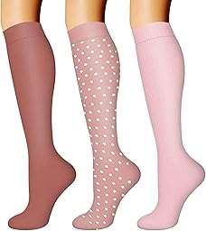 DRESHOW Chaussettes de Compression pour Hommes et Femmes Chaussettes de Compression pour Sportive, Cyclisme, Voyage en Avion, Course à Pied 3 Paires