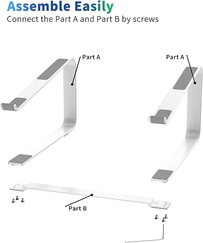 Miniatura 4 de SOUNDANCE Soporte para computadora portátil para escritorio, elevador de computadora de metal, soporte de PC resistente y estable, elevador