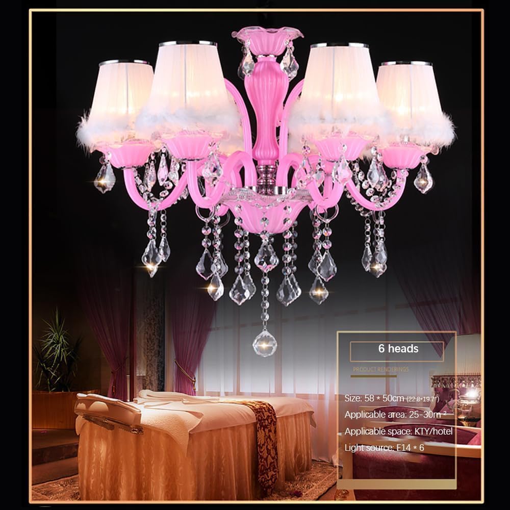 Pink Crystal Pendent Lamp Art Room Candle Lamp 's Room Living Room Restaurant Bedroom Chandelier,Lamps for Living Room