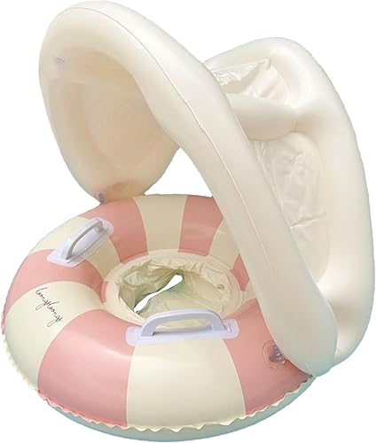 Miniatura 12 de Babyy - Flotador de piscina – Anillo de protección solar, asiento de seguridad plegable, flotador de natación retro con toldo y sombrilla | Juguete