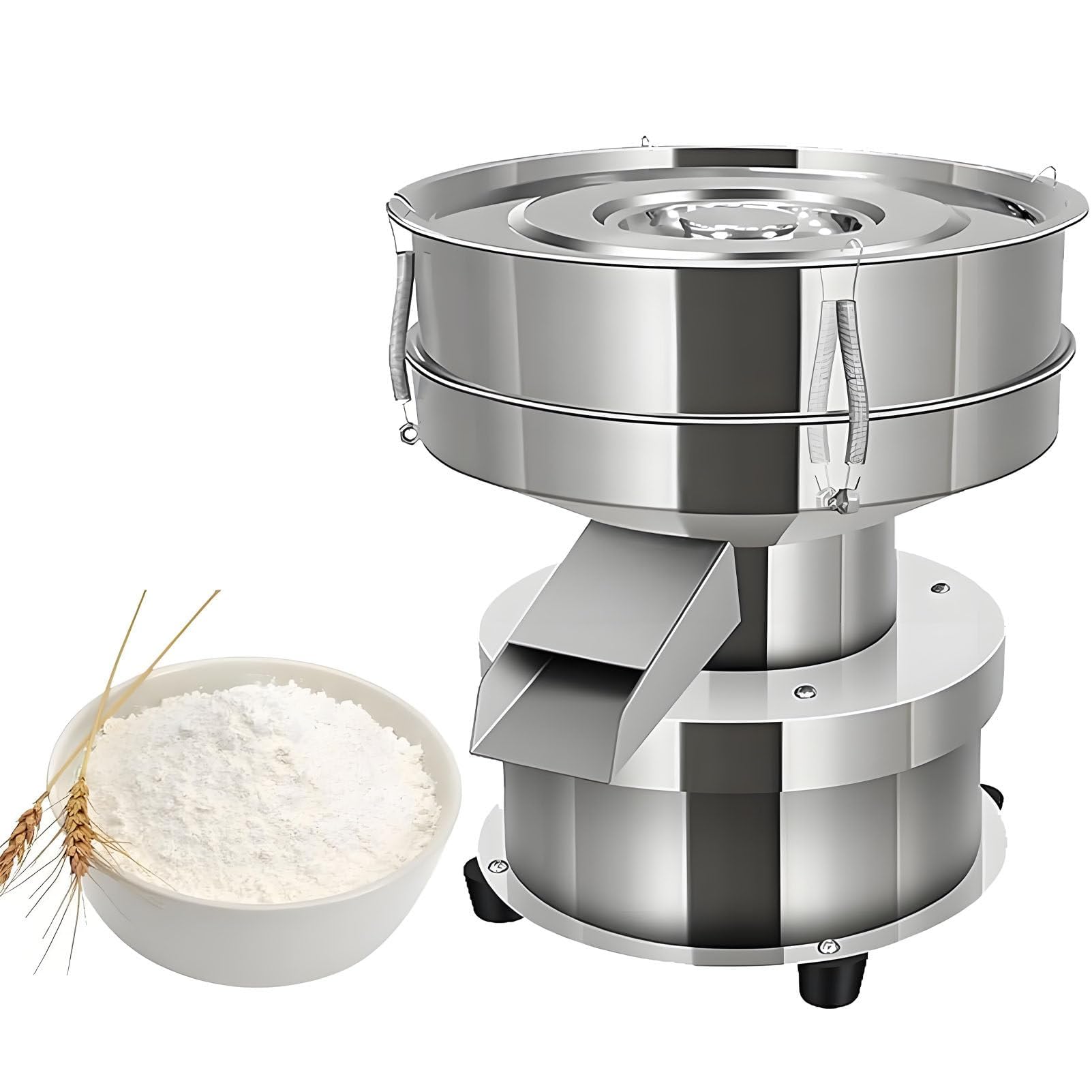 TsoLay Automatic Powder Sifter Machine, Electric Flour Sieve Shaker with 40 and 100 Mesh Stainless Steel Screens, High-Speed Sifting Machine for Baking, Foods, Flour, Powder, Grains