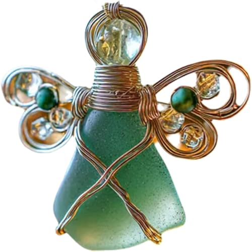 Adorno de ángel de cristal de mar hecho a mano, recuerdo de amistad, decoración de Navidad para amigos, colgante de Navidad con cordón, para amantes