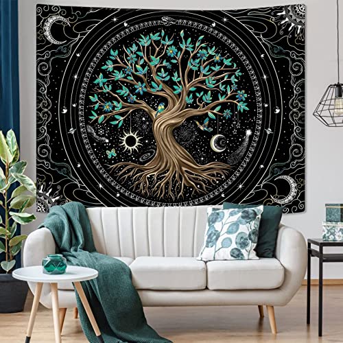 Kanuyee Tree Of Life Tapestry Star Tapestry Moon Tapestry Wall Hanging Mandala Tapestry Aesthetic Bedroom Decor Black Tapestries For Bedroom Hippie Room Decor For Bedroom Aesthetic (36"X48") #TOP3