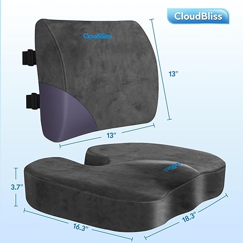 Miniatura 2 de CloudBliss Cojín de asiento, cojín para silla de oficina, cojín de asiento de automóvil, almohada de apoyo lumbar para silla de oficina, almohada de
