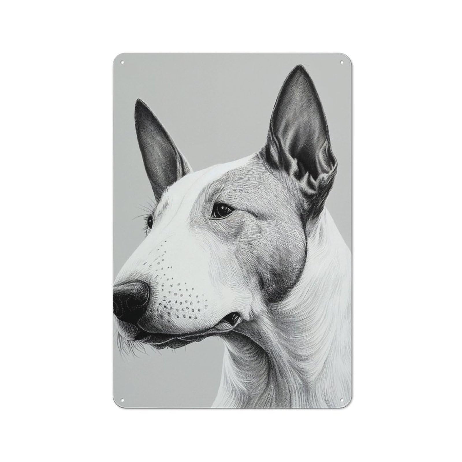 Junmoney Bull Terrier Drawing Dog Rustic Tin Sign 30X20cm For Lounge Or Reading Corner, For Vintage Wall Decor Fans, For Garage And Workshop Walls