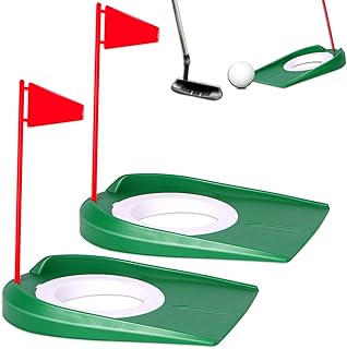 Portable Putting Cup Set w/Flags - Lightweight Golf Practice for Home Gym Rainy Day, 2 Pack Indoor Outdoor Trainer w/Slope Design, Gift for Dad Family Fun (Red 2pcs)