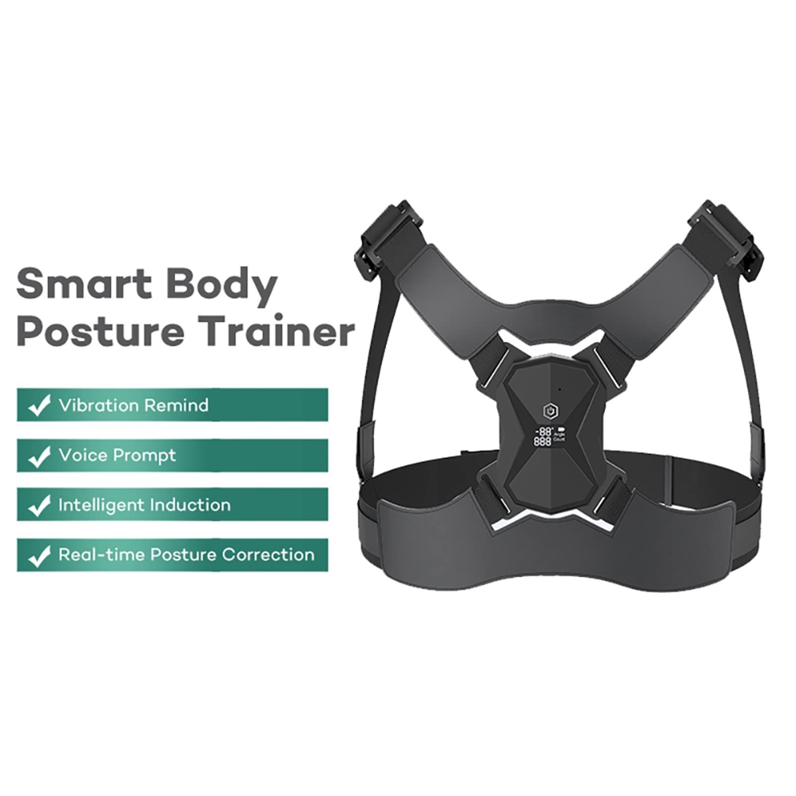 Corrector de Postura de Espalda, Sensor Inteligente, recordatorio de vibración, clavícula Ajustable, Pecho, Espalda, Hombro, cinturón, Soporte de Voz