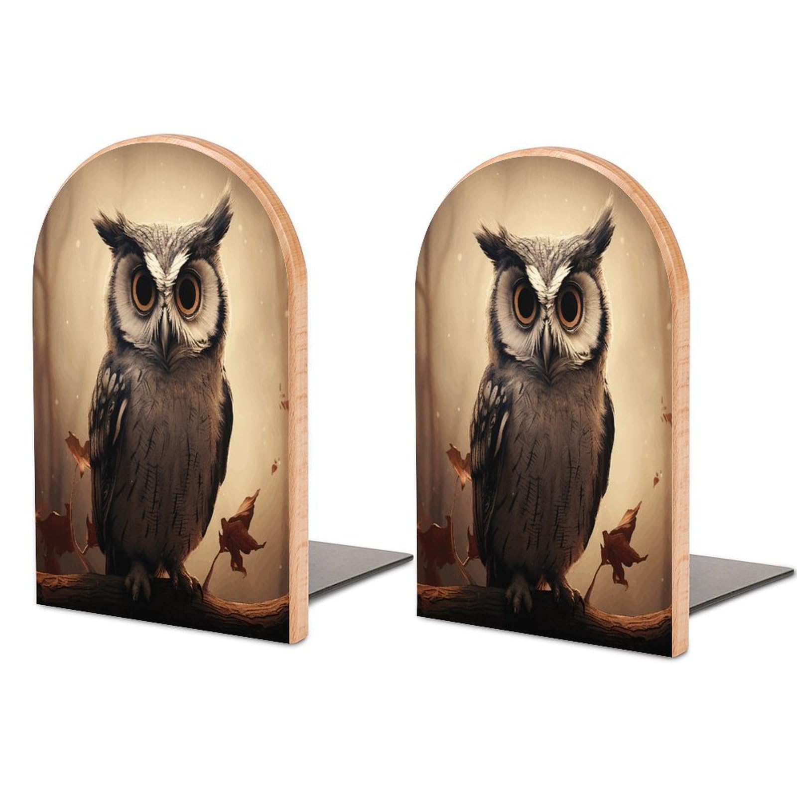 Cute Owl Bookend Wood Book End for Shelves Heavy Duty Non-Slip Wooden Bookend Support Universal Economy Bookends Fancy Modern Decorative Book Accessories 1 Pairs