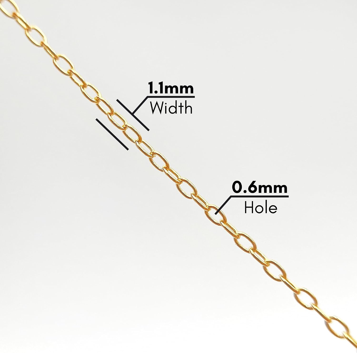 Gryrigns 3Feet 1.1mm 925 Sterling Silver Gold Plated Round Cable Chain Link Bulk for DIY Craft Jewelry Making (1.32 Grams)