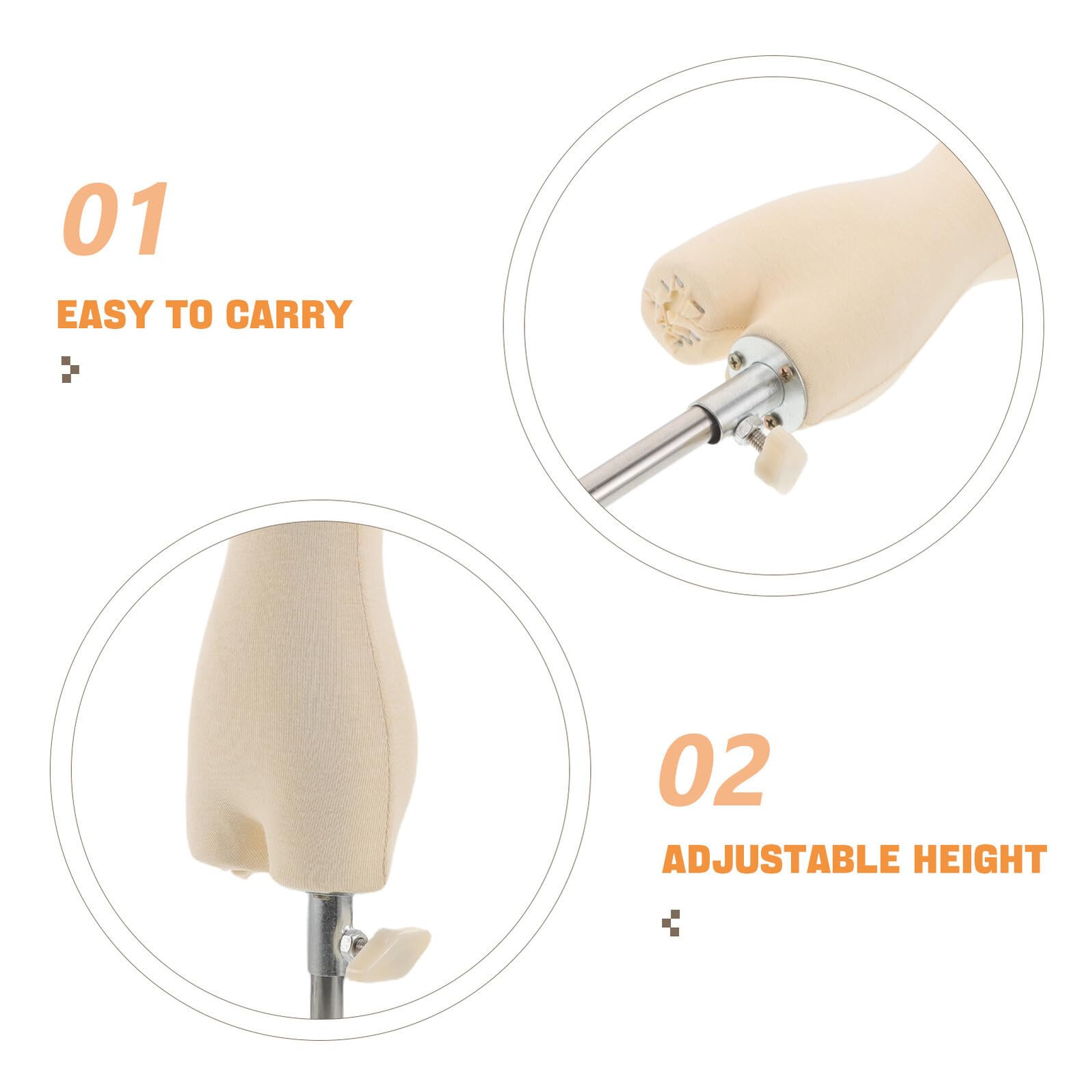 Maniquí de Costura Femenino Mini 1/4 para Confección | Beige, Permite Inserción de Alfileres, para Estudio en Casa y Aula, Portátil, Madera Acero Inoxidable Tela
