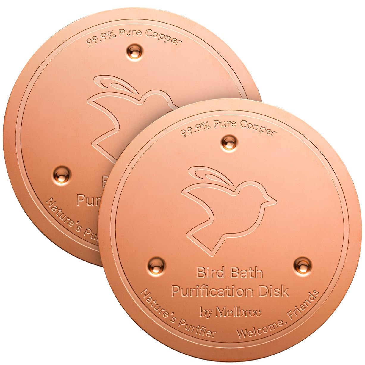 99.99% Pure Copper Purification Disk for Bird Bath Clean, Mellbree Birdbath Cleaner 0.6mm Self-Cleaning Design Keeps Water Fresh Year-Round, Fit for Outdoor Birdbaths & Bowls Bird Bath Fountains etc. — view 9