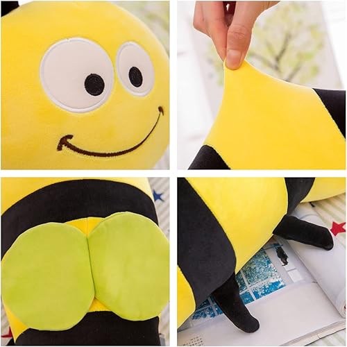 Miniatura 4 de XIYUAN Peluche de abeja de 27.5 pulgadas, suave almohada de peluche de abeja abrazable, cojín de peluche suave con forma de animal, adecuado para