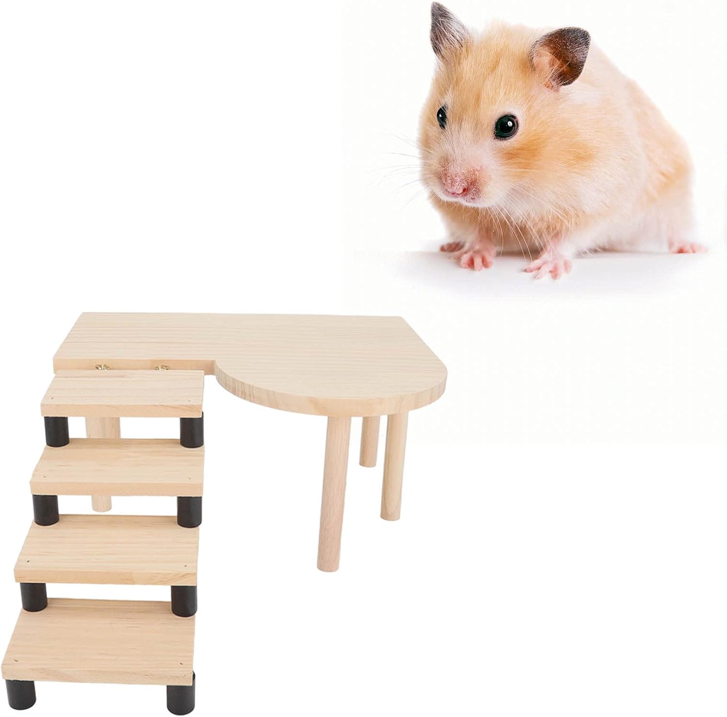 GLOGLOW Hamster Wooden Platform and Stairs, Hamster Platform Exquisite for Small Pets for Guinea Pigs