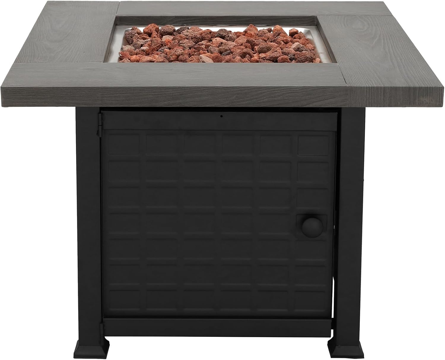 Patio Fire Pit Table Metal 33.9" Outdoor Square Dining Table with Galvanized Steel Frame