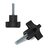 Vista 2 de POWERTEC QNB3008-P2 - Paquete de 10 perillas de 4 puntos de 1/4 a 20 puntos con perno roscado de 1 pulgada, perillas de tornillo de pulgar