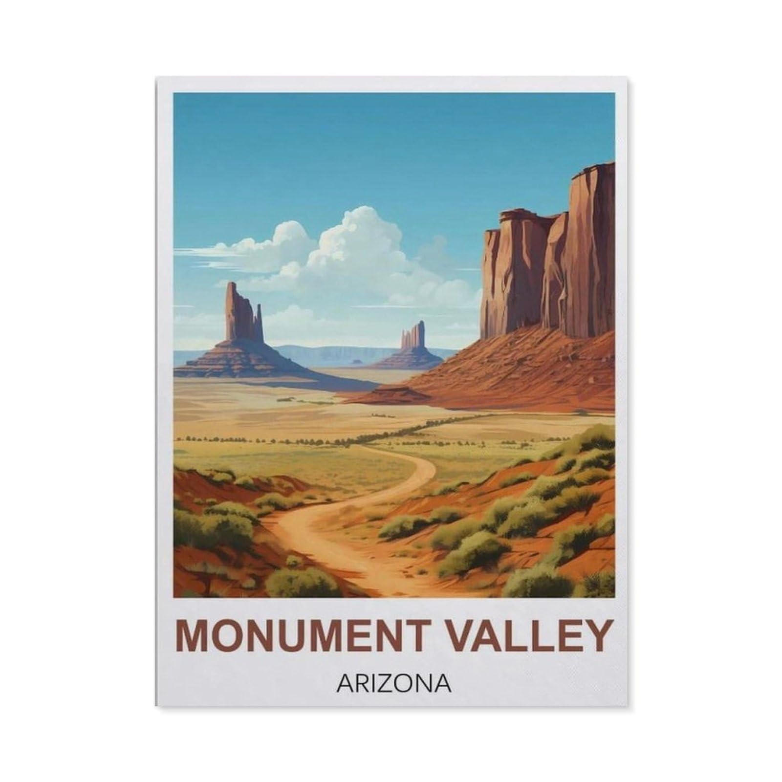 BEAYODKP 5D DIY Diamond Painting kit，Monument Valley Arizona Vintage Travel Poster，Round Resin Diamond Cross Stitch, Home Decoration Gift（30 x 40 cm/11.81 x 15.74 inches）-CB65