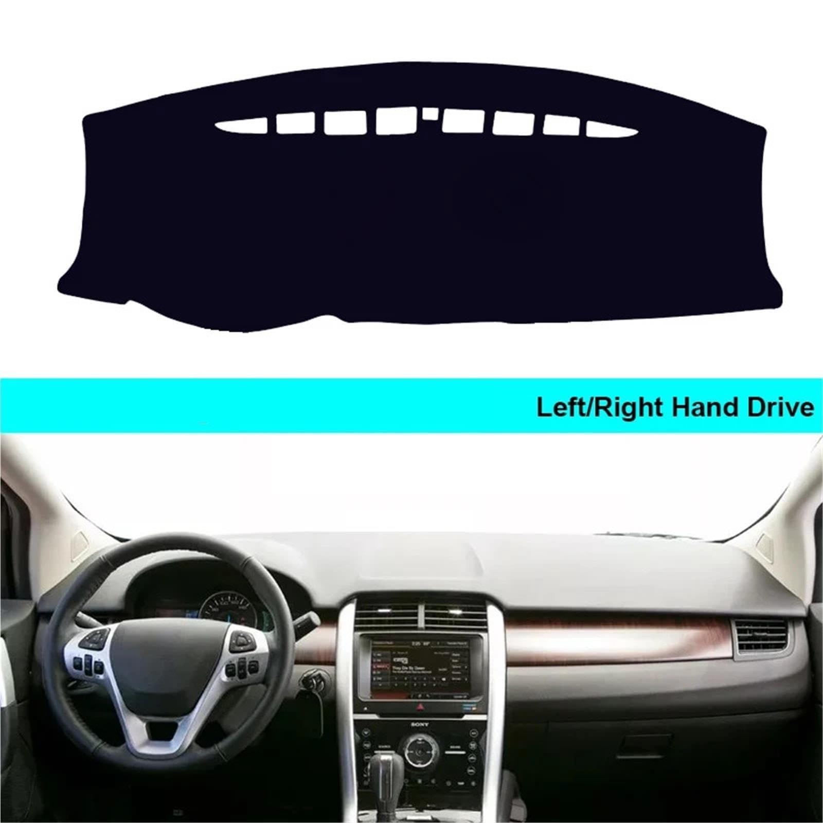 mata na deskę rozdzielczą Pasuje do Forda Edge MK1 2007-2014 LHD RHD Auto Dash Mat Carpet Cape przeciwsłoneczna Pokrowiec na deskę rozdzielczą samochodu Dashmat rozdzielczą samochodu(LHD Red No Audio)