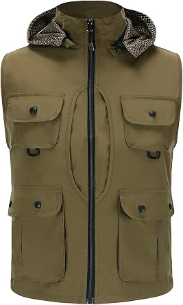 Hbufnha Casual Vest Outdoor Lightweight Vest Multi Pockets Sleeveless Jacket For Fishing Travel Safari Sports