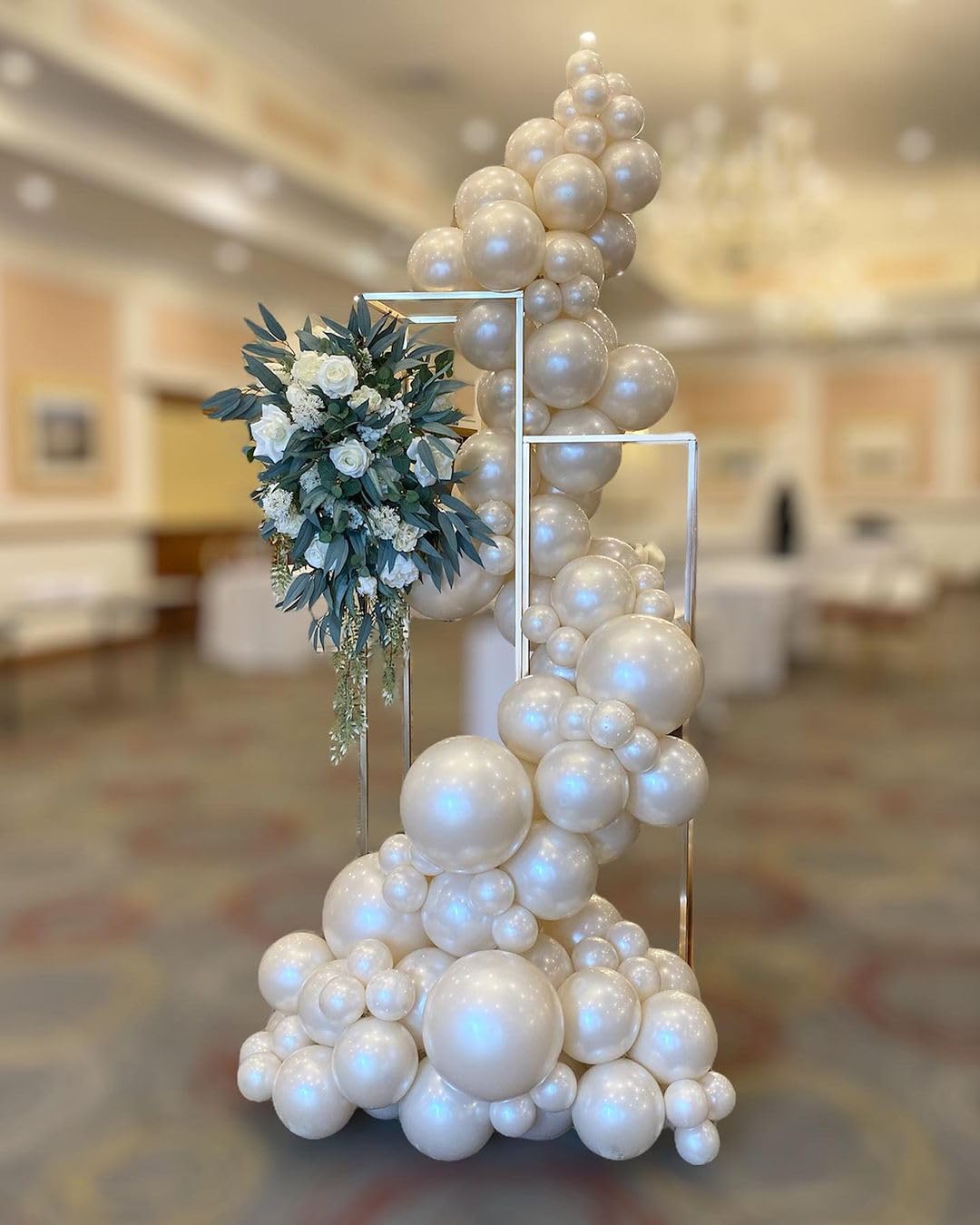 Pearl White Balloons Arch Kit - 72 Piece Double Stuffed Balloons With Garland Strip