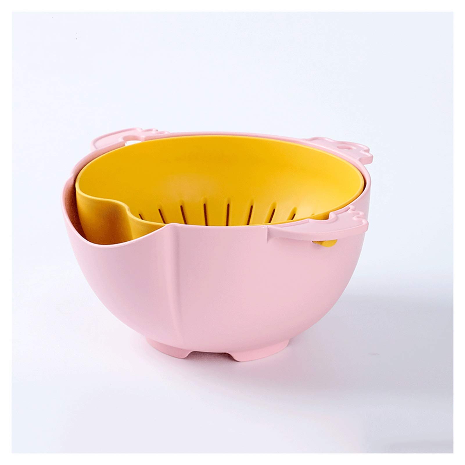 Coladores de 2 en 1 y colandes plástico plástico colador Giratorio Canasta de Drenaje para Lavar Frutas Veggie y arroz (Azul) (Color : Blue)